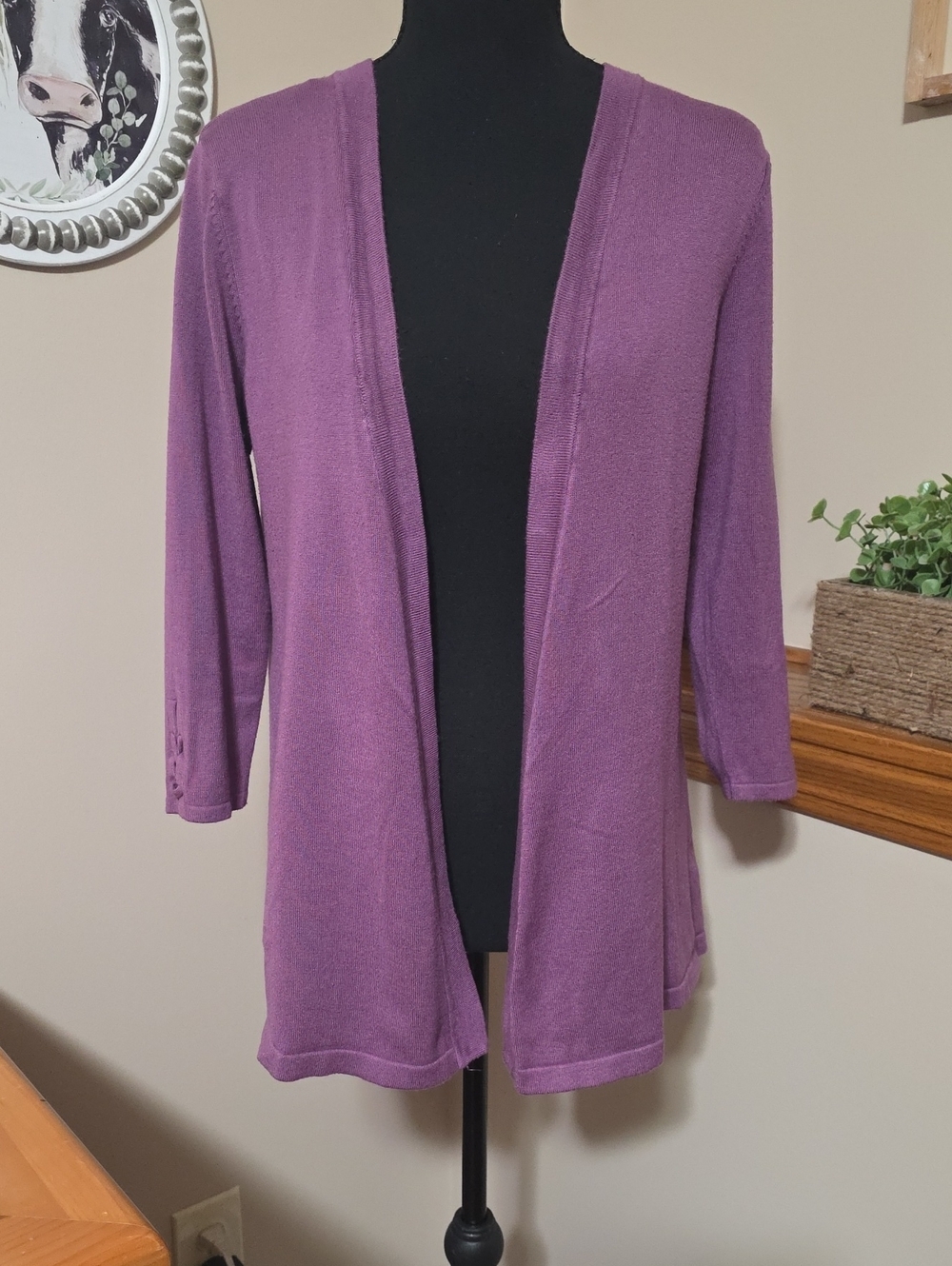 Women’s Open-Front Purple Cardigan Sweater